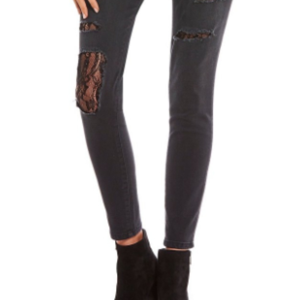Jessica Simpson Destructed Lace Ankle Skinny Jeans